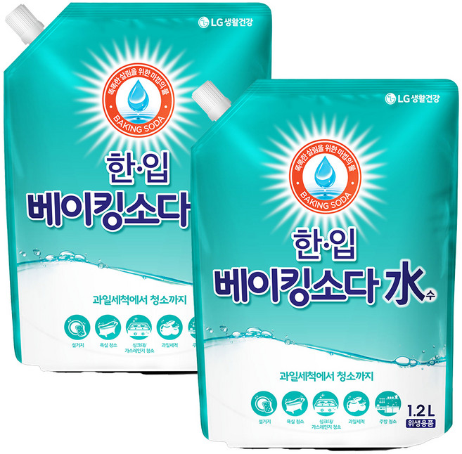 한입 베이킹소다수 리필, 1.2L, 2개