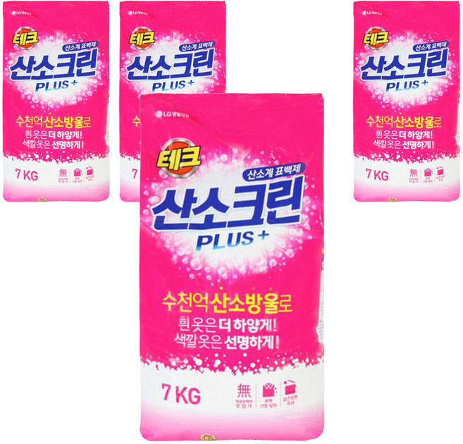 테크 산소크린 플러스 분말 표백제, 7kg, 4개