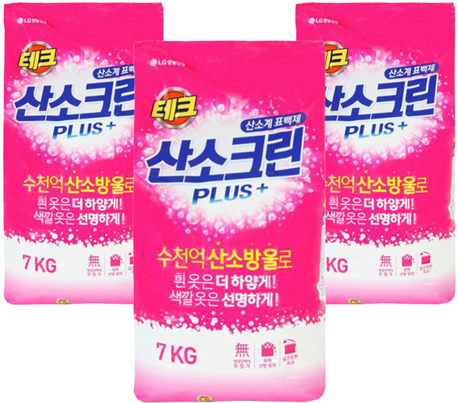 테크 산소크린 플러스 분말 표백제, 7kg, 3개