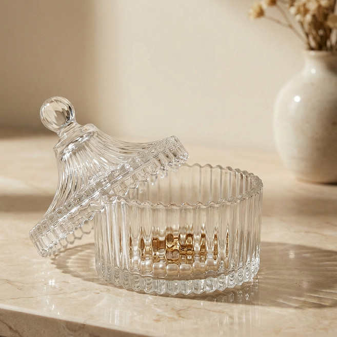 마메 고급 투명 액세서리 정리함 크리스탈 유리볼 보관함 S, 3개