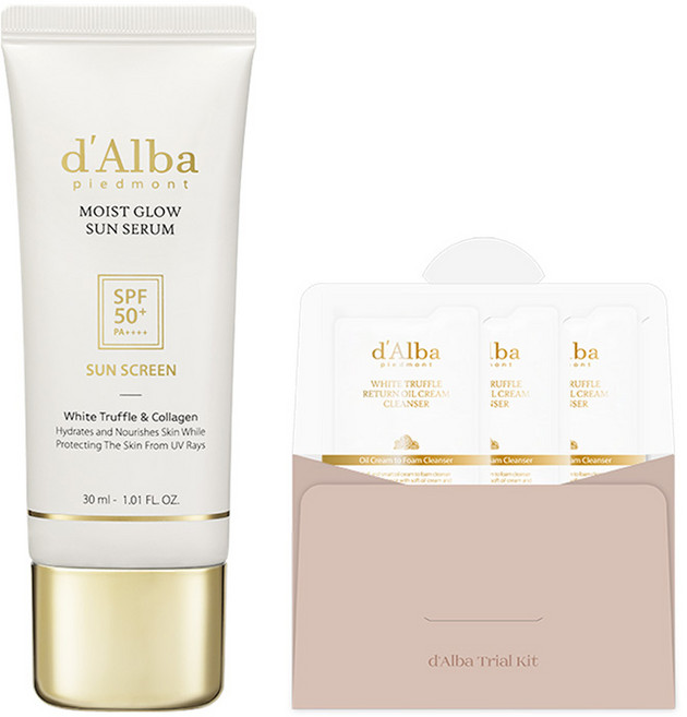 달바 모이스트 글로우 선세럼 튜브타입 SPF50+ PA++++ 30ml + 화이트 트러플 리턴 오일 크림 클렌저 3ml x 3p 세트, 1개