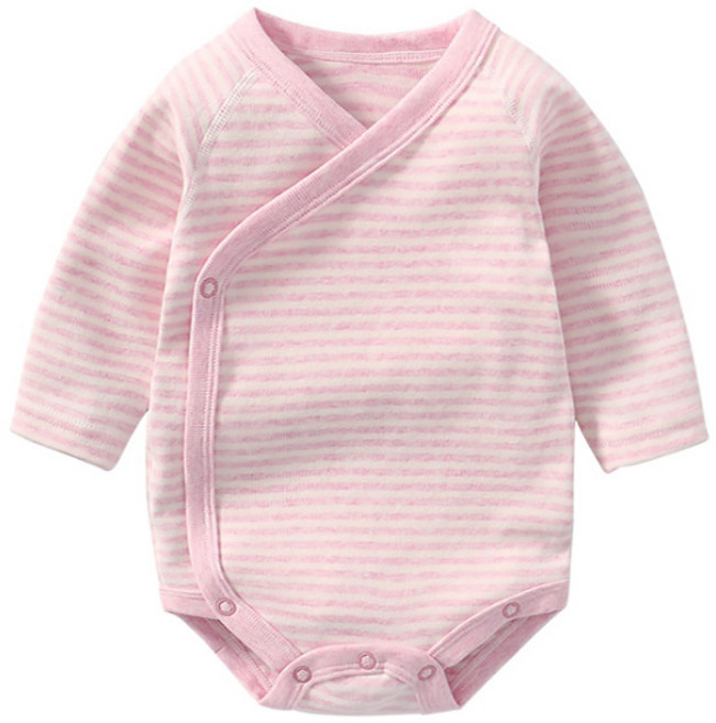 맘스케어 신생아용 스트라이프 풀 스냅 긴팔 바디수트