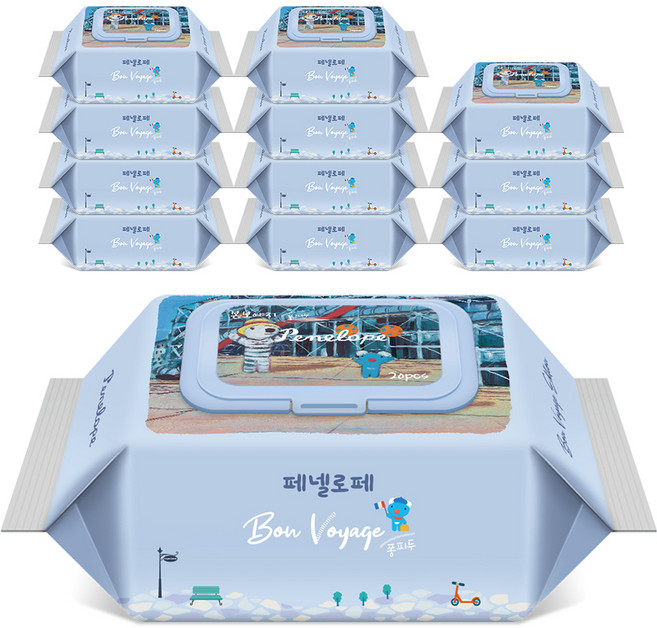 페넬로페 본보야지 퐁피두 아기물티슈 휴대캡형, 75g, 20매, 12개