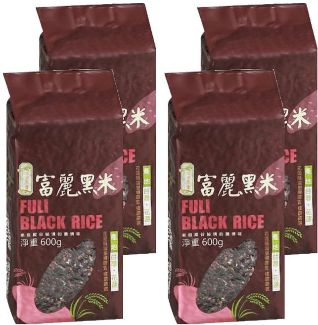富里鄉農會 富麗黑糙米 二等米, 600g, 4包