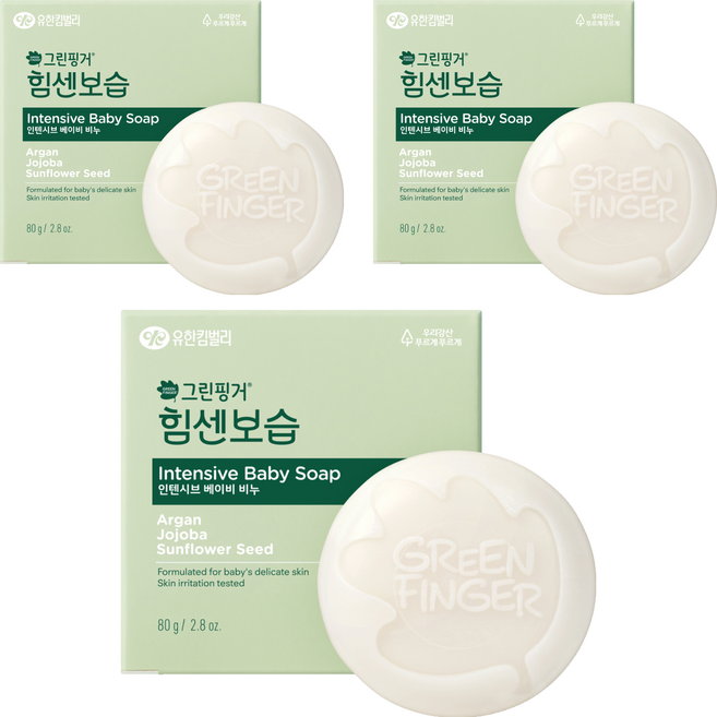 그린핑거 힘센 보습 인텐시브 베이비 비누, 80g, 3개