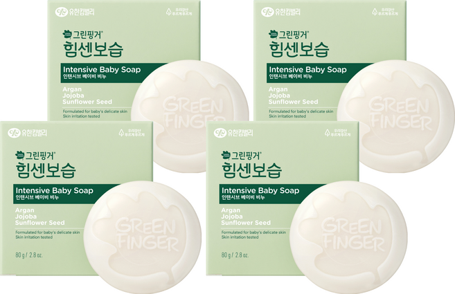 그린핑거 힘센 보습 인텐시브 베이비 비누, 80g, 4개