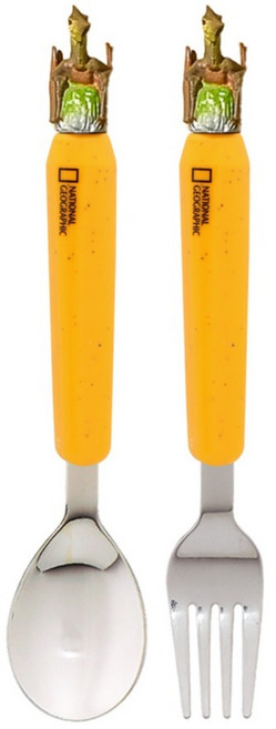 내셔널지오그래픽키즈 아동용 리얼 네이처 스텐 스푼 포크 세트, 프테라노돈, 1세트, 숟가락 + 포크