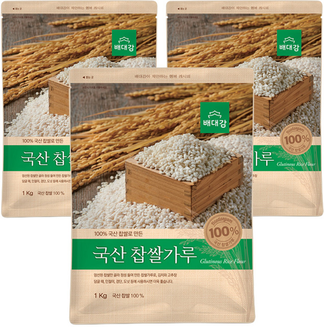 배대감 국산 찹쌀가루, 1kg, 3개