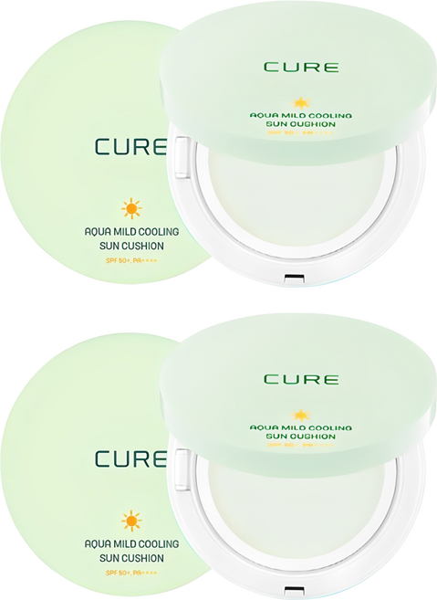 김정문알로에 아쿠아 마일드 쿨링 선쿠션 SPF50+ PA++++, 25g, 2개
