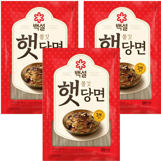 백설 햇당면, 1kg, 3개