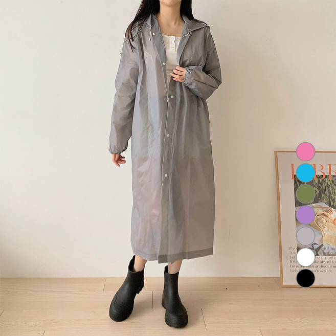 깨비다 남녀공용 다회용 EVA 레인코트 우비