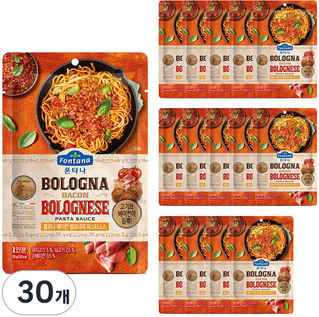 폰타나 볼로냐 베이컨 볼로네제 파스타소스 파우치, 130g, 30개