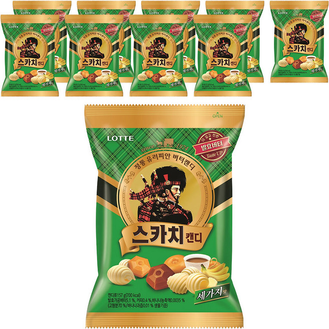 롯데웰푸드 스카치 캔디 세가지, 157g, 10개