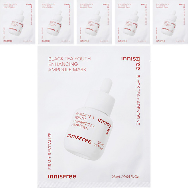 이니스프리 블랙티 유스 인핸싱 앰플 마스크 28ml, 1개입, 6개