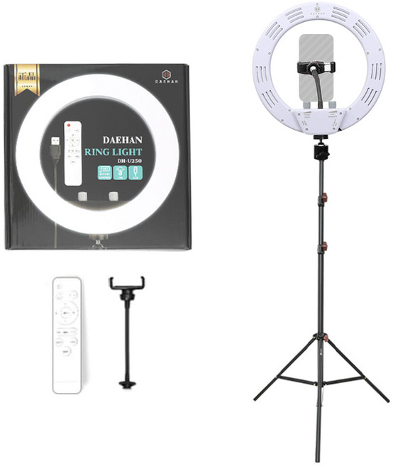 대한 유튜브 1인 틱톡 방송 촬영 반영구 뷰티 네일 조명 링라이트 + 슈퍼 스탠드 삼각대 세트, 1세트, DH-U250(링라이트 화이트), ST-7023(슈퍼 스탠드)