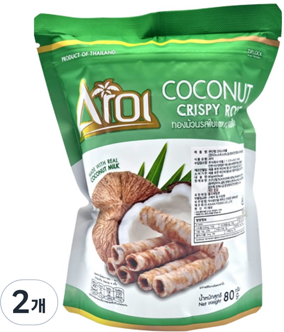 椰子捲心酥 班蘭口味, 80g, 2包