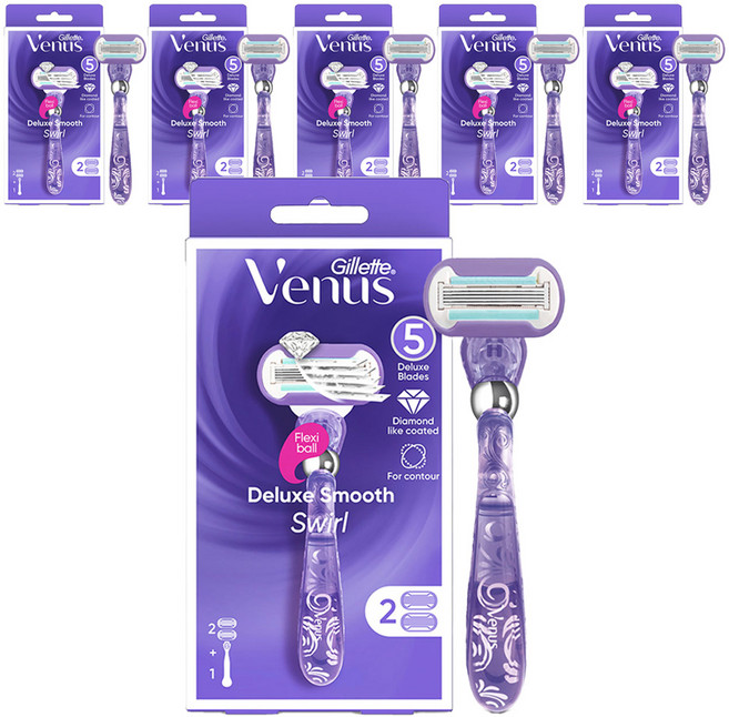 Venus 정품 스월 여성용 면도기 + 면도날 2p, 6세트