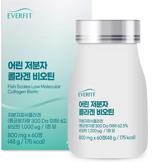 내츄럴플러스 에버핏 300달톤 어린 저분자 콜라겐 비오틴 48g, 1개, 60정 - 쿠팡
