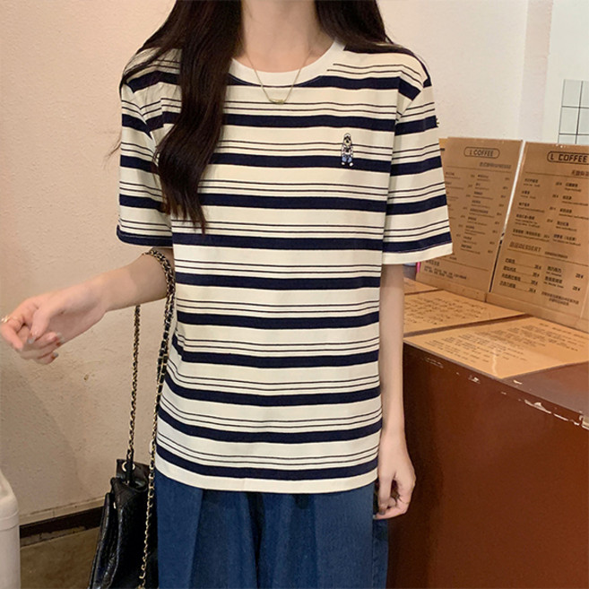 LUNA GIRL 女款勒蕾薇拉小熊刺繡短袖T恤 L26SMT040809