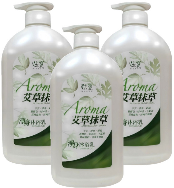 WOBOW 法寶 艾草沐浴乳, 750ml, 3個
