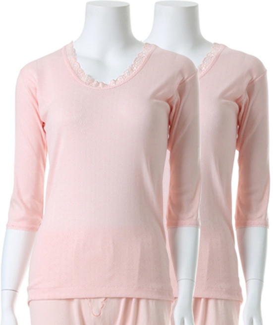 Carrylucy 女款 40支棉 網眼 七分袖上衣 2件組