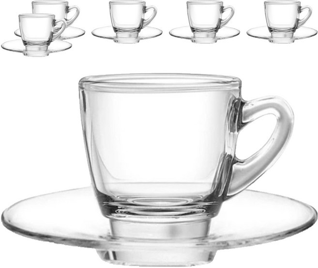 Ocean Glass 肯雅濃縮咖啡杯盤6入組, 透明色, 1組