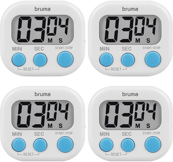 브루마 디지털 주방 타이머 BT-118, 4개, 화이트