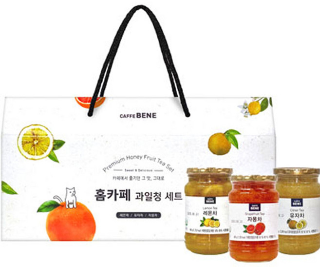 카페베네 홈카페 과일청 세트, 유자차 480g + 자몽차 480g + 레몬차 480g, 1세트