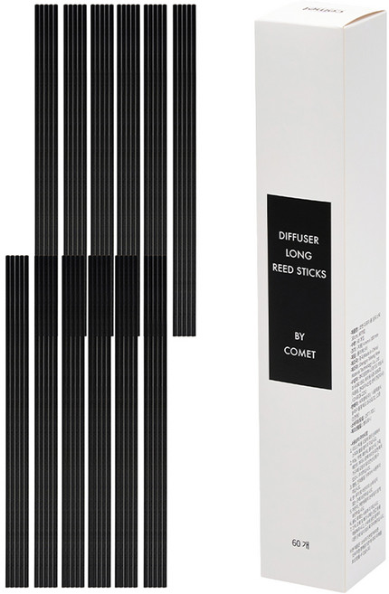코멧 디퓨저 롱 섬유 스틱 30cm, 블랙, 1개, 60개입
