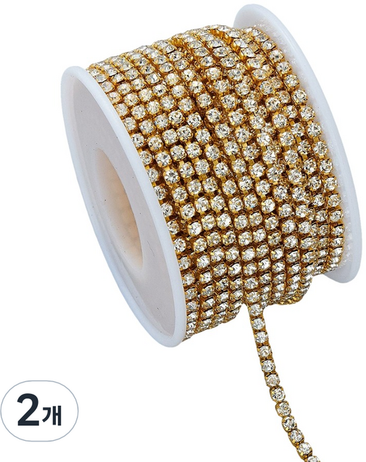 코히모 악세사리 DIY 큐빅 구슬 체인 네일 스톤 2mm x 9m 5W0525, 2개, 골드