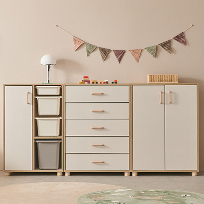 마마룸 아임 720 교구장 + 아임 800 옷장 + 아임 800 5단 서랍장 세트 (원목발 포함) 방문설치, 크림화이트