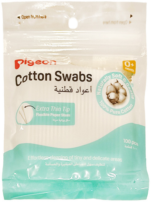 pigeon 貝親 細軸棉棒 補充, 100支, 1包