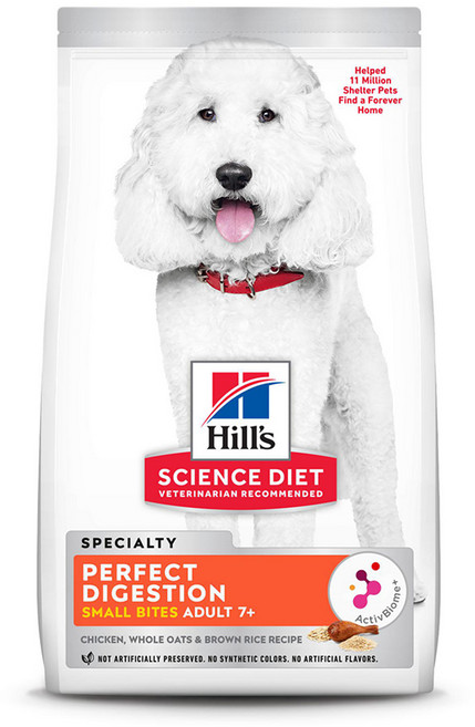 힐스사이언스다이어트 강아지 어덜트 7+ 퍼펙트 다이제스쳔 스몰바이트 기능성 사료, 소화기능/췌장개선, 1.59kg, 1개