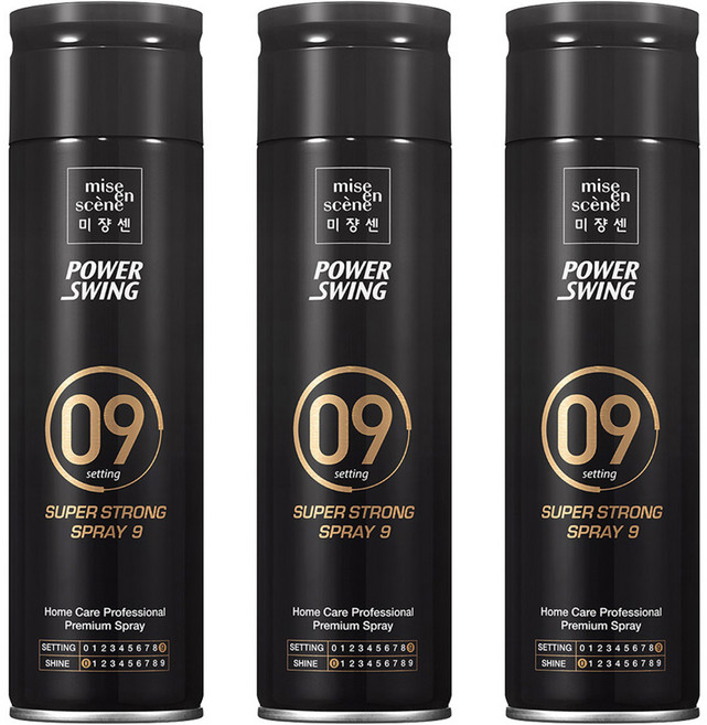 미쟝센 파워스윙 슈퍼 스트롱 스프레이 9, 200ml, 3개