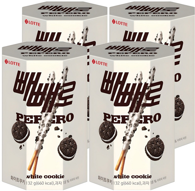 빼빼로 화이트쿠키, 132g, 4개