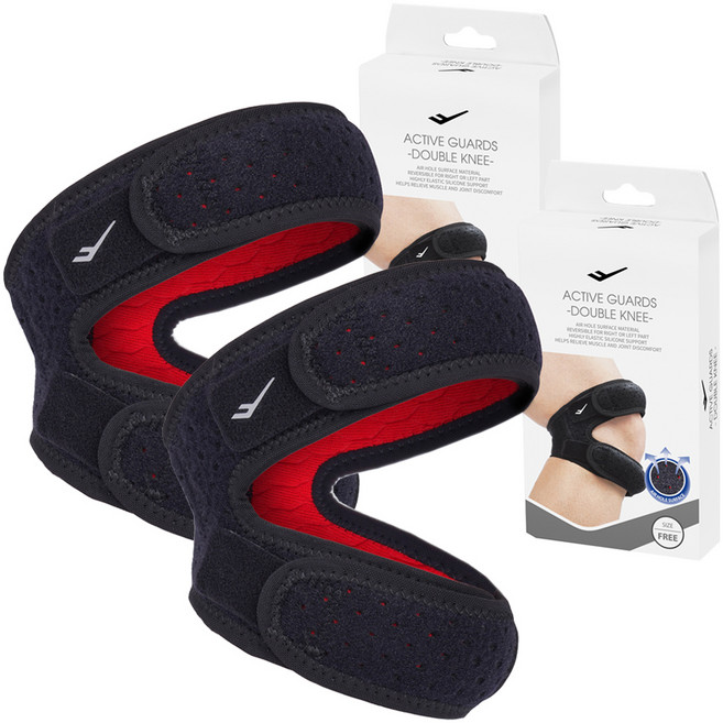 프로스펙스 액티브 무릎 보호대 이중 엑스형, 2개, 블랙