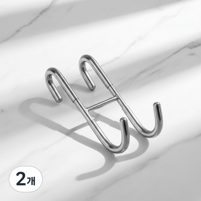 마켓피아 옷 욕실 스텐 다용도 문걸이 후크 S, 실버, 2개