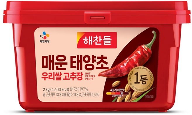 해찬들 매운 태양초 우리쌀 고추장, 2kg, 1개