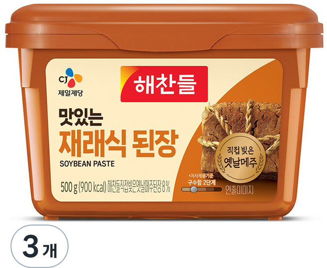 해찬들 재래식 된장, 500g, 3개