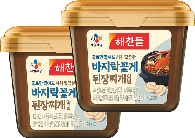 해찬들 물로만 끓여도 바지락꽃게 된장찌개 양념, 450g, 2개
