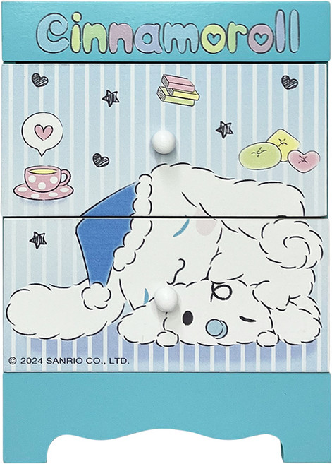 Sanrio 三麗鷗 大耳狗喜拿二抽收納盒 14 x 10 x 20cm, 1個, 睡眠時光