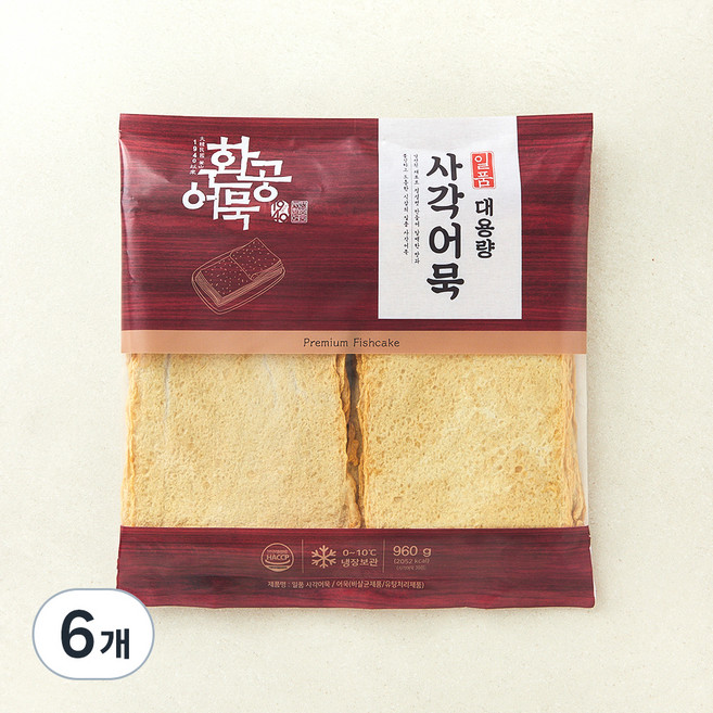환공어묵 일품 대용량 사각어묵 30개입, 960g, 6개