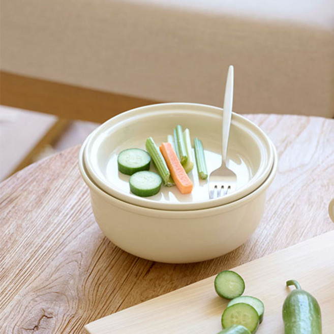 에라토 리츠 컬러 볼 면기 샐러드볼, 1개, 아이보리