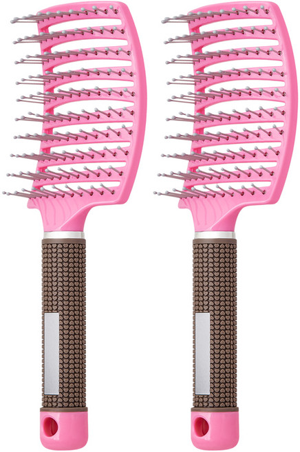 므라온 강모 반곱슬머리 헤어브러쉬, 핑크, 2개