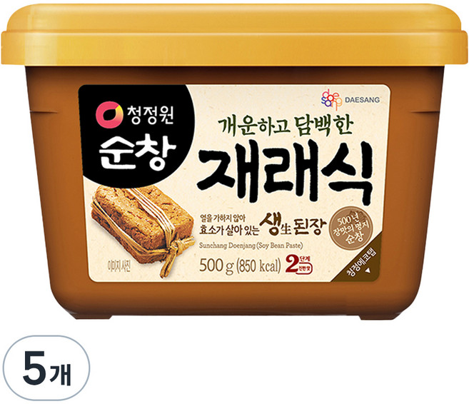 청정원순창 개운하고 담백한 재래식 생된장, 500g, 5개