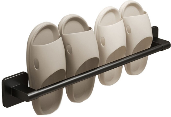 지음앤 무타공 욕실 슬리퍼 거치대, 블랙, 1개