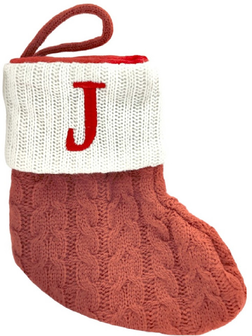 聖誕紅刺繡字母聖誕襪, 紅色 字母J, 1個