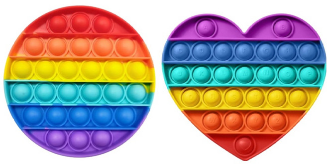 다온셀렉트 푸쉬팝 레인보우 뽁뽁이 하트 + 원, 혼합색상, 1세트