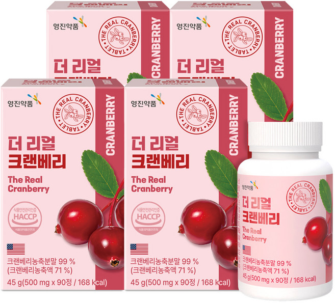 영진약품 더 리얼 크랜베리, 90정, 4개