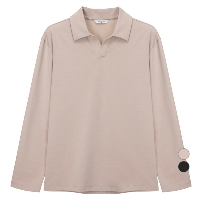 Mind Bridge 男款開衩領長袖T恤 MYTS2103